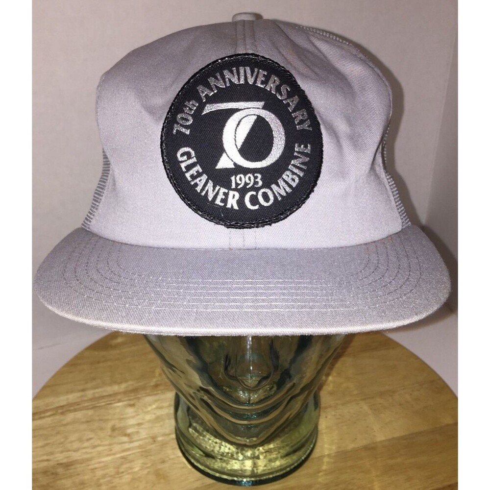 Vintage 90s GLEANER COMBINE 70th Anniversary Mesh Trucker Hat Cap Snapback 1993